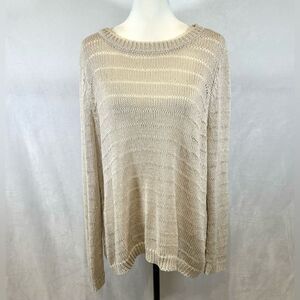 Lane Bryant cozy glam tan metallic shimmer knit split back sweater size 22/24